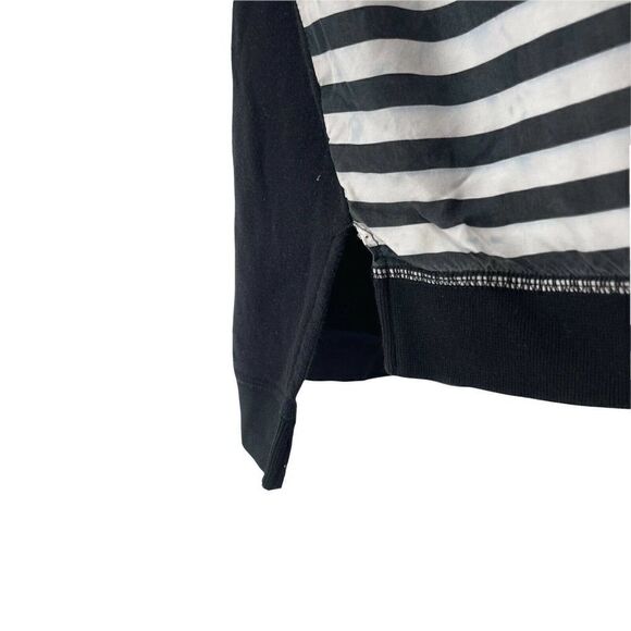 The Kooples Sport Sweatshirt Black White Striped Womens Size 2 Cropped Shirt Top - Picture 3 of 10
